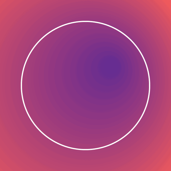 A white outline of a circle against a purple and pink background.